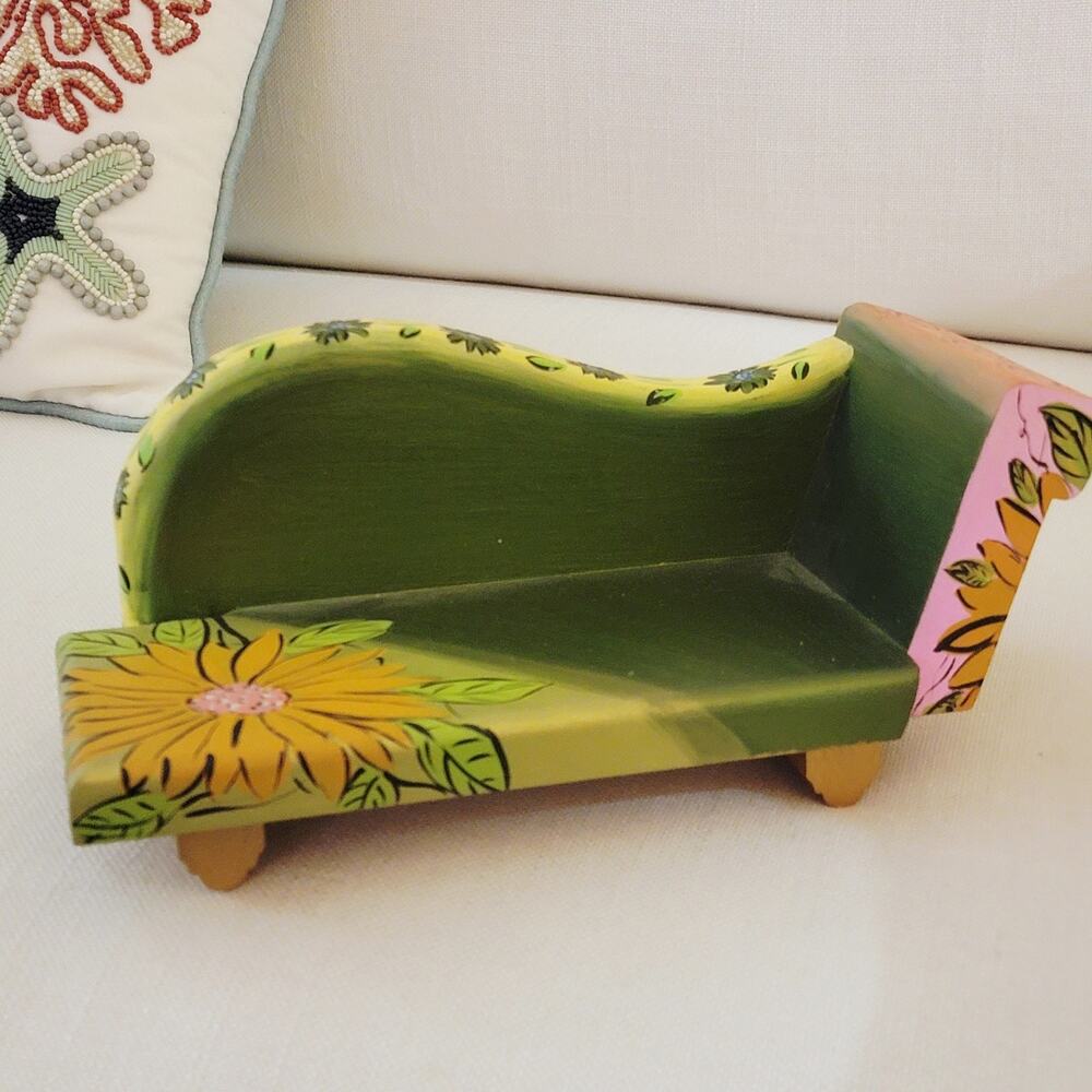 Poupee Dolls Chaise Lounge Couch By Isabelle Handpainted Flower Power